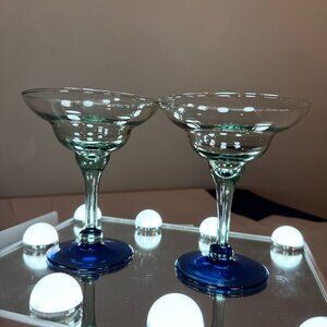 Blue Green Martini Glass Stem Ware Set Margarita